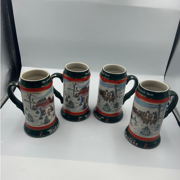 Vintage 4 Anheuser Busch Budweiser Heavy Ceramic Steins 1991 Susan Sampson - Picture 6 of 10